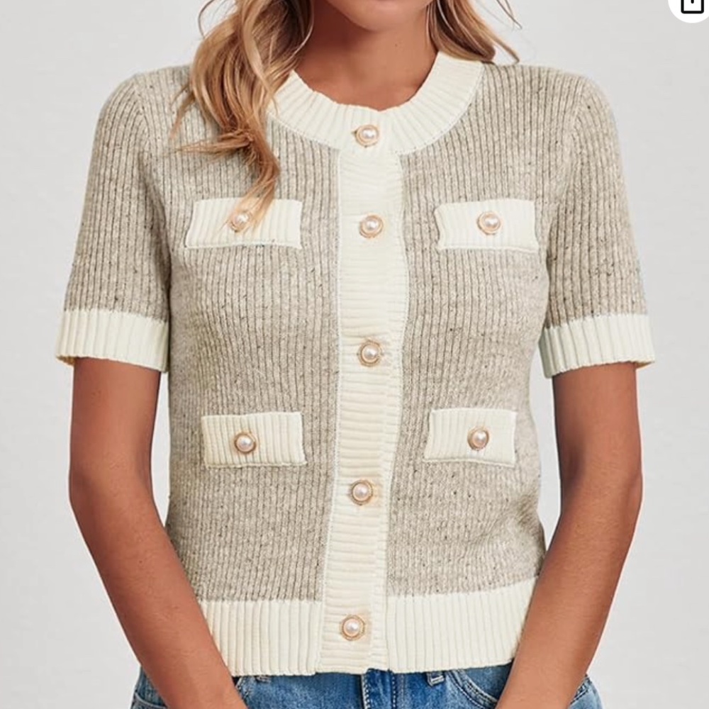 NWT Short Sleeve Button Down Cardigan  - "lady jacket" style